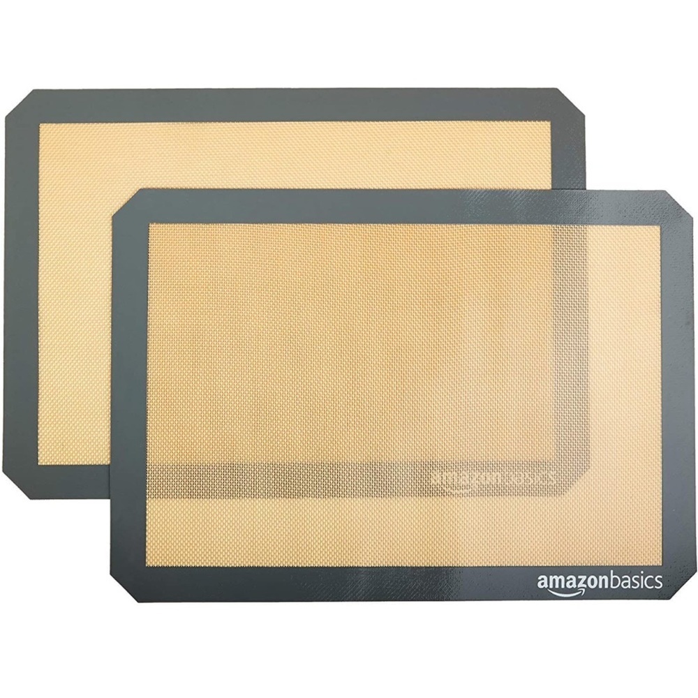Amazon Basics Beige/Gray Silicone, Non-Stick, Food Safe Baking Mat - Pack of 2